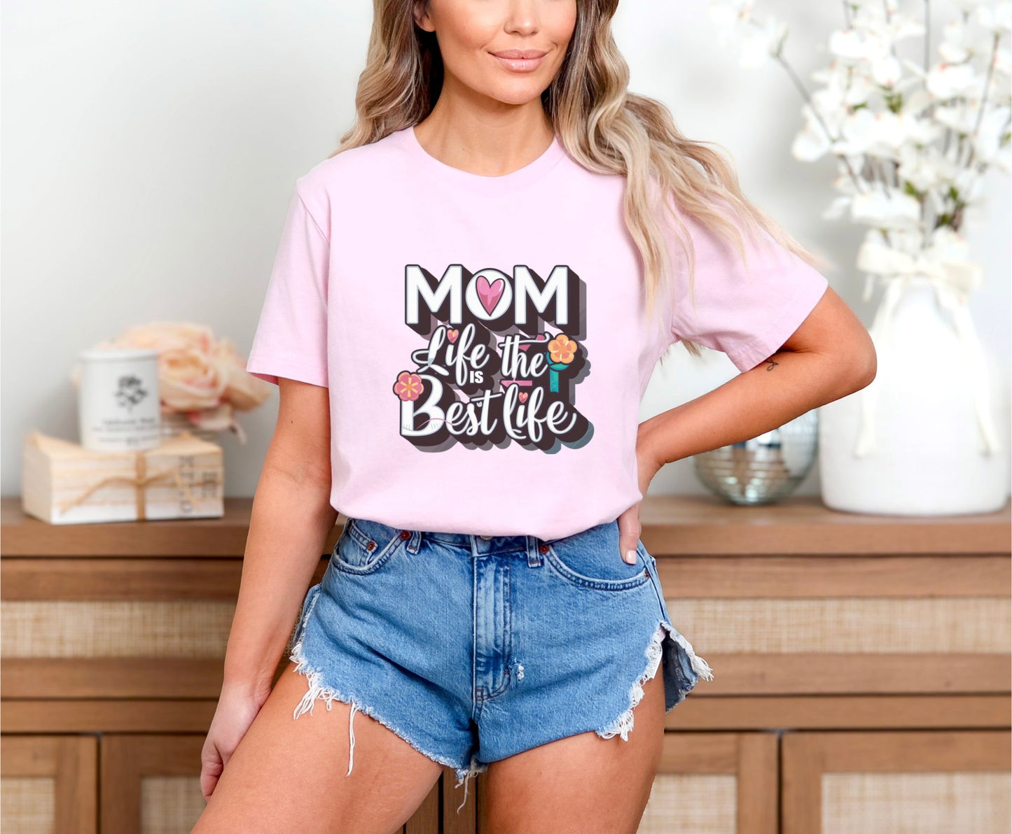 Mom Life is the Best Life Soft Pink T-Shirt