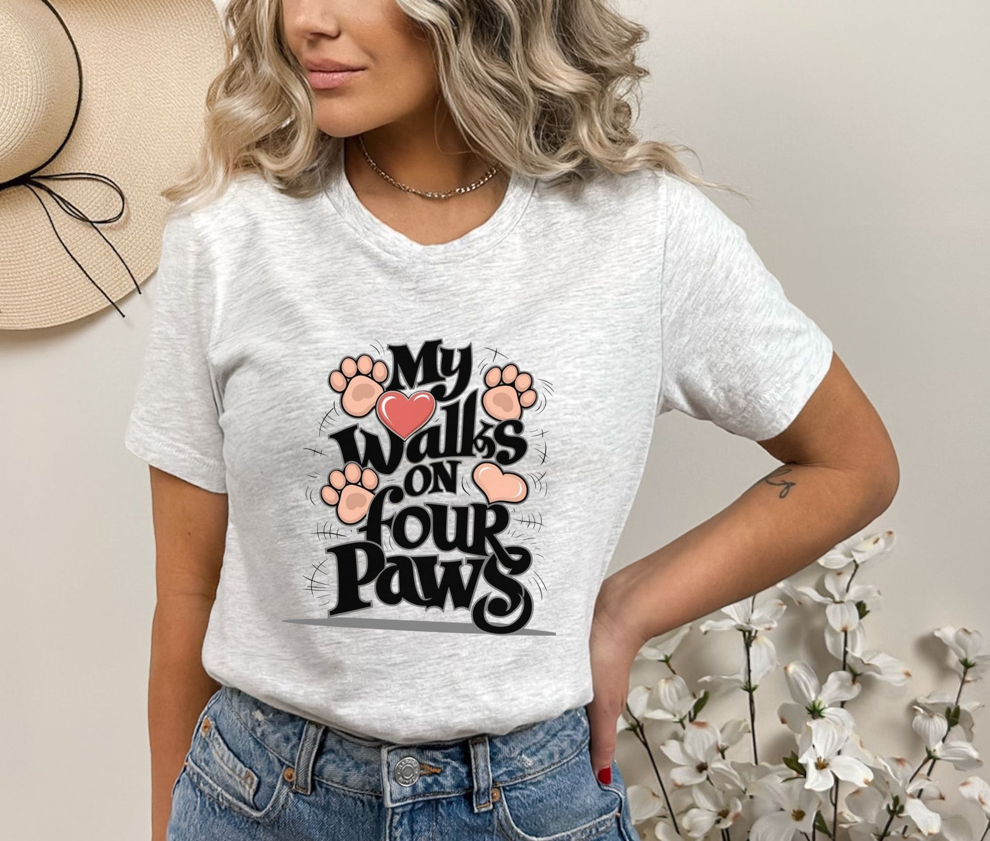 My Heart Walks on Four Paws Ash T-Shirt