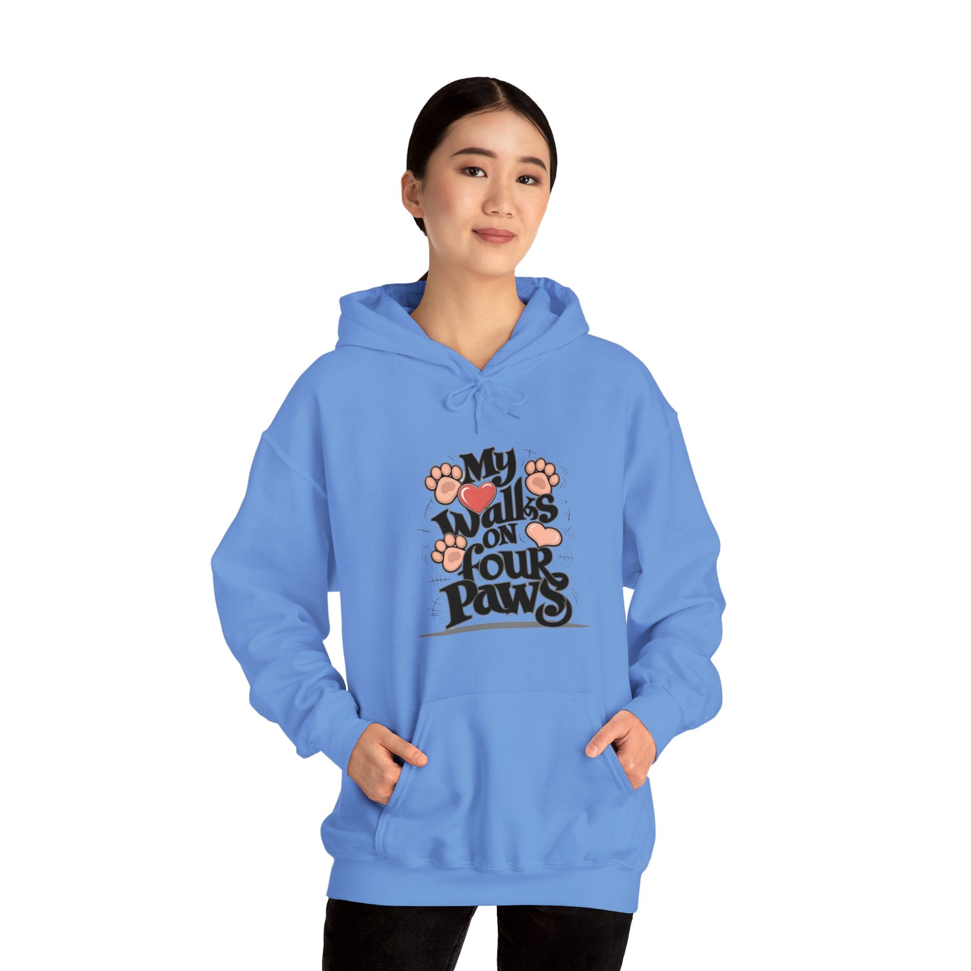 My Heart Walks on Four Paws Carolina Blue Hoodie