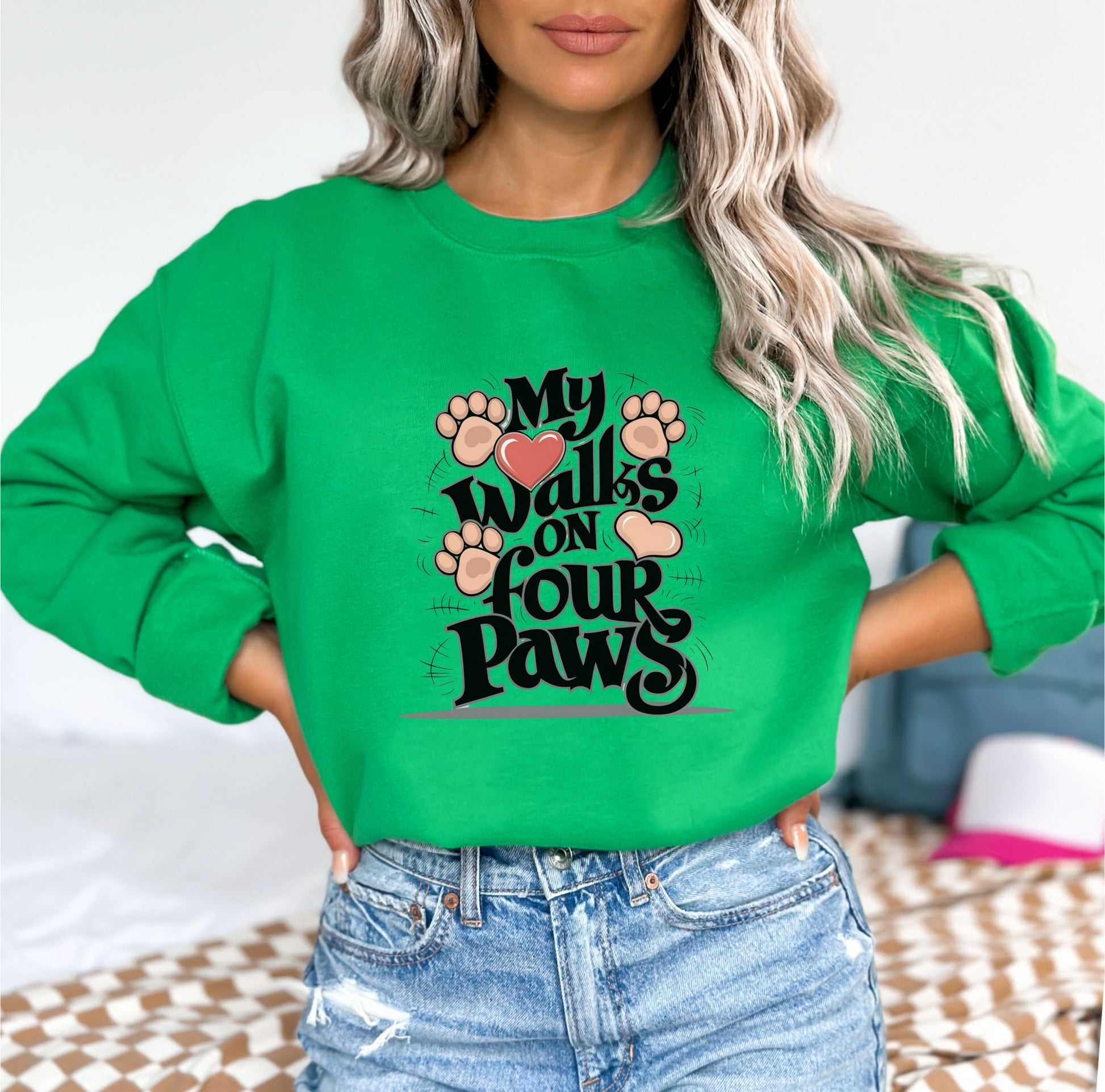 My Heart Walks on Four Paws Irish Green Sweatshirt