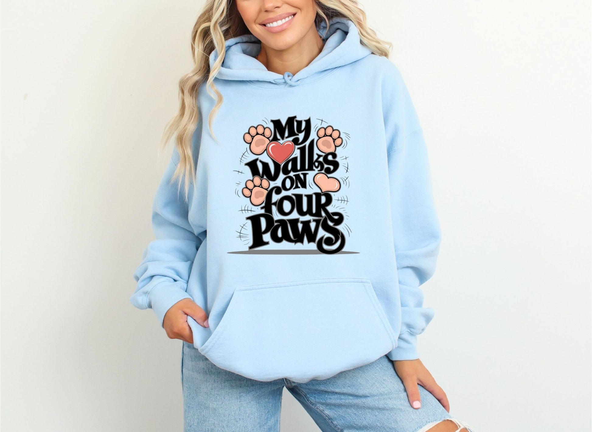 My Heart Walks on Four Paws Light BlueHoodie