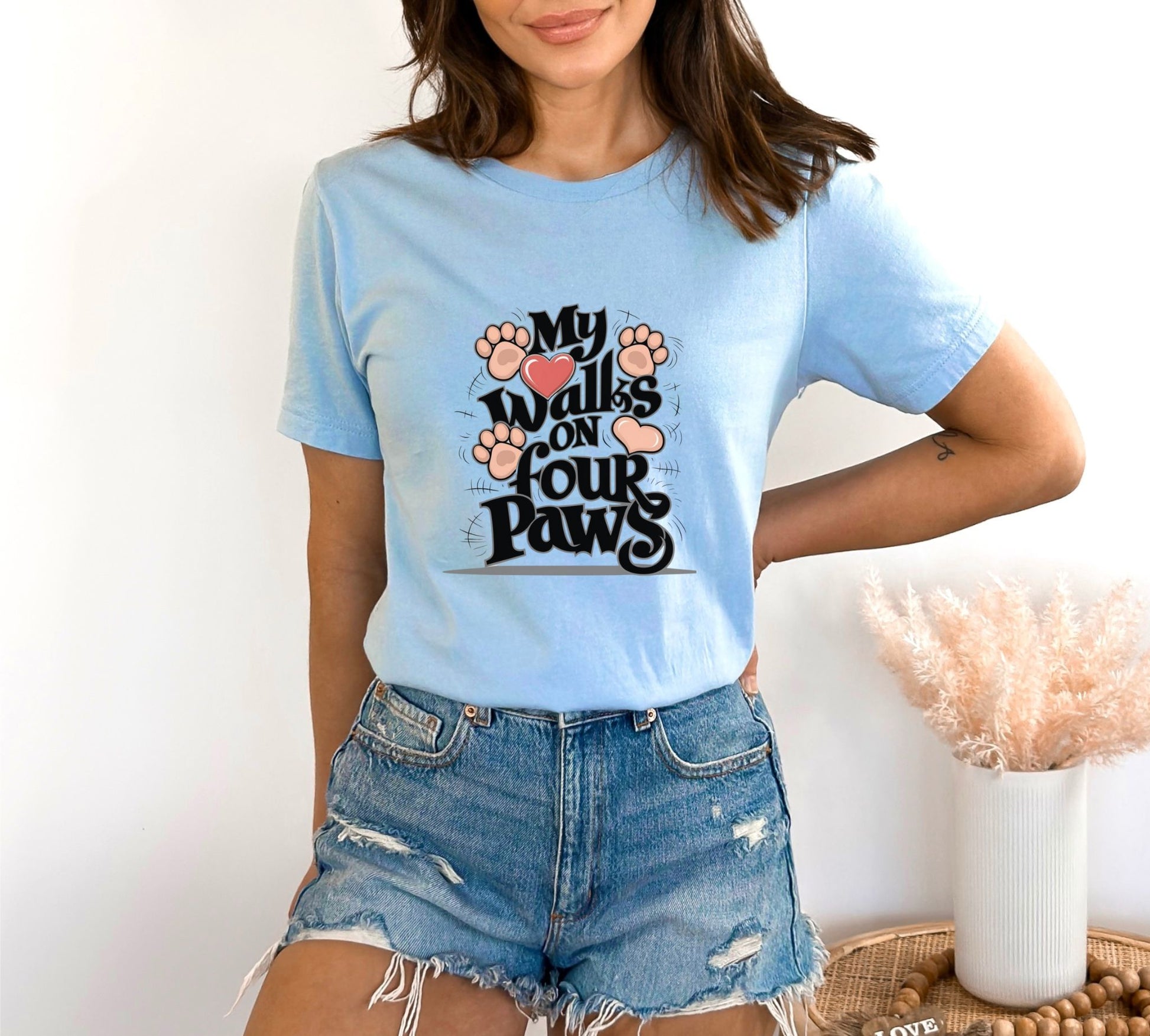 My Heart Walks on Four Paws Light Blue T-Shirt