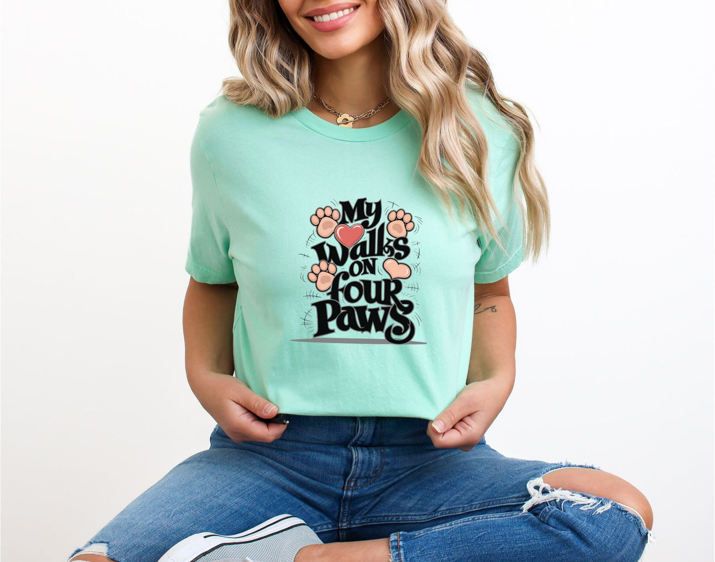 My Heart Walks on Four Paws Mint T-Shirt