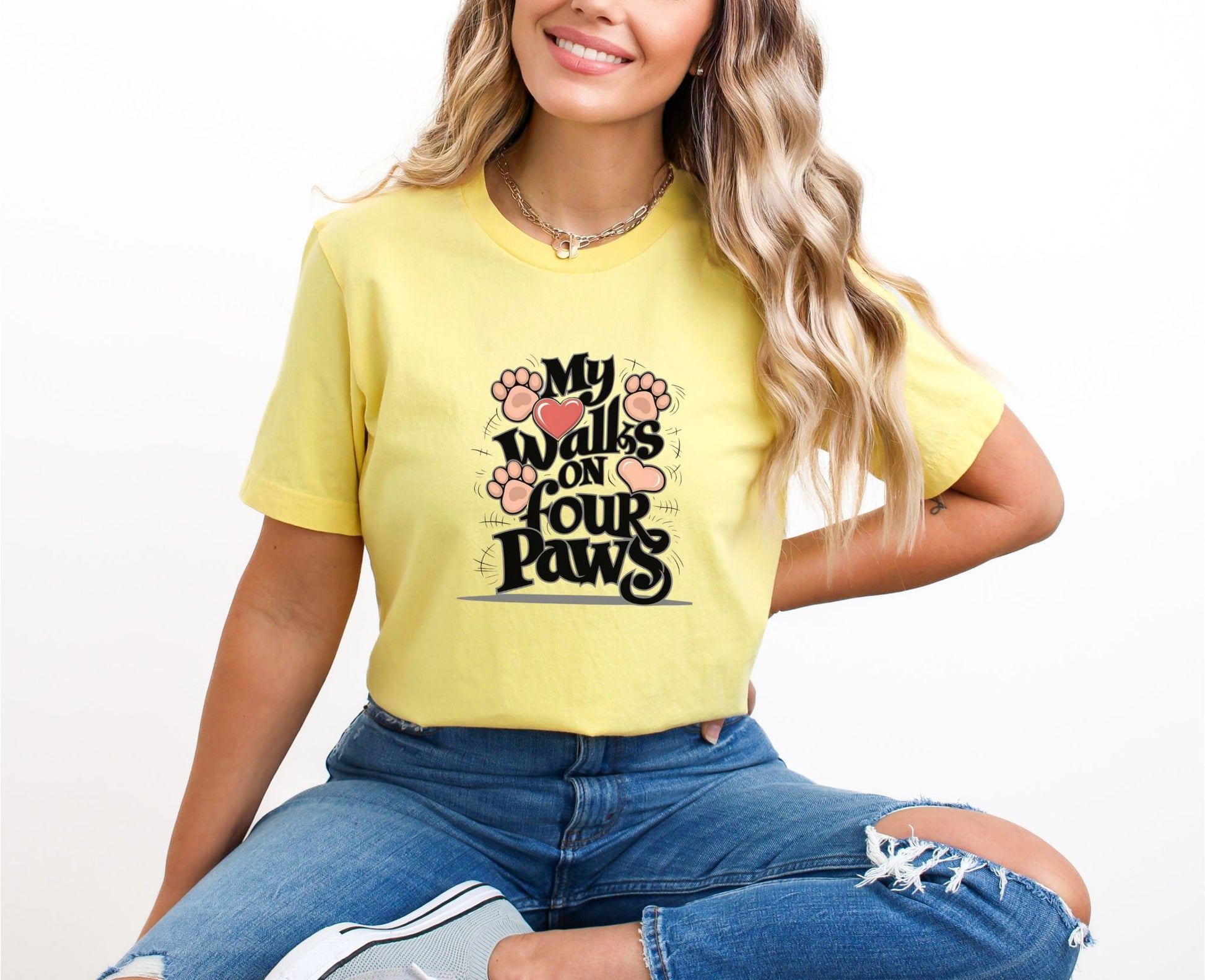 My Heart Walks on Four Paws Yellow T-Shirt