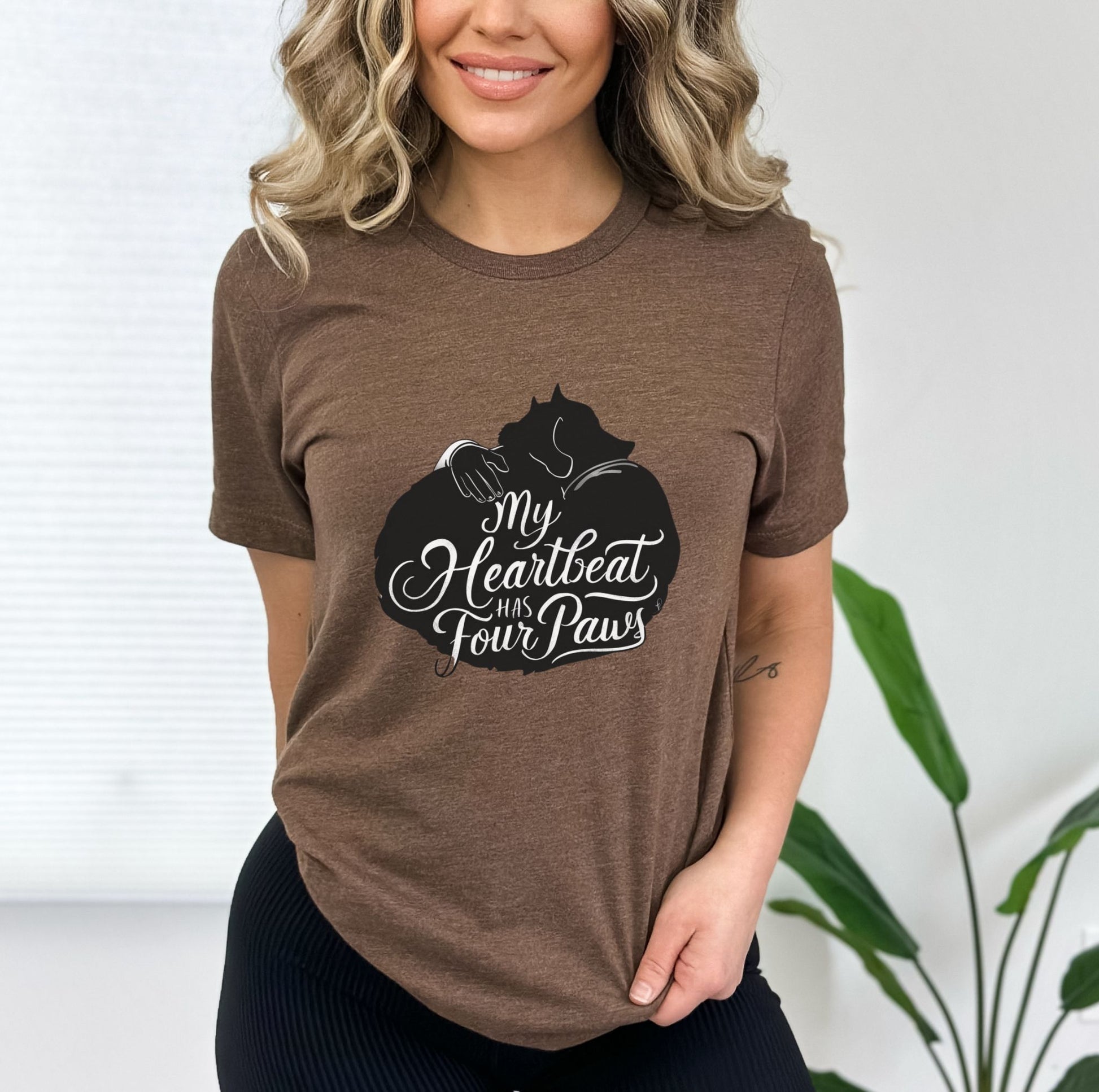 My Heartbeat Has Four Paws Heather Brown  T-Shirt