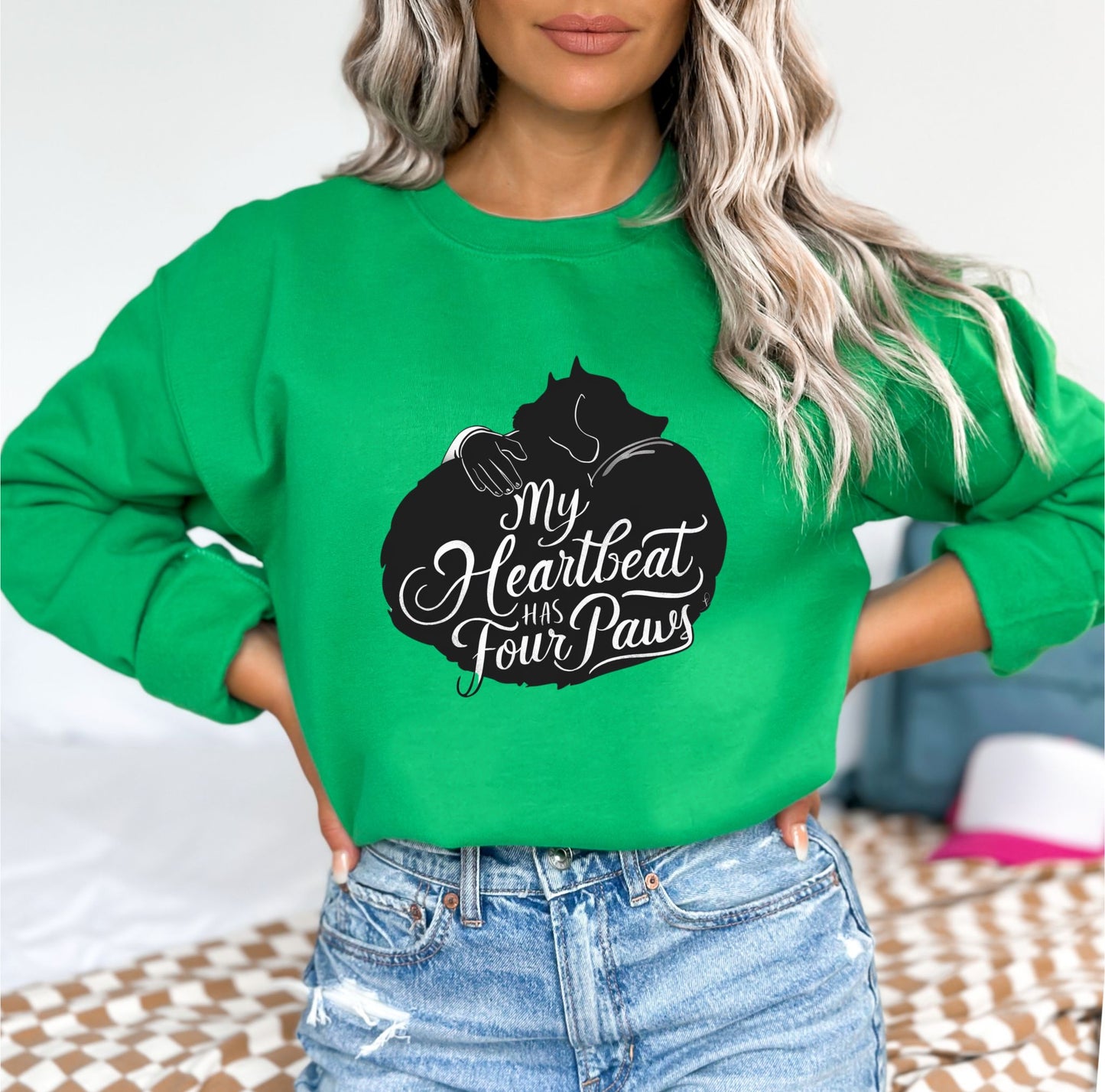 My Heartbeat Has Four Paws Irish Green Sweatshirt