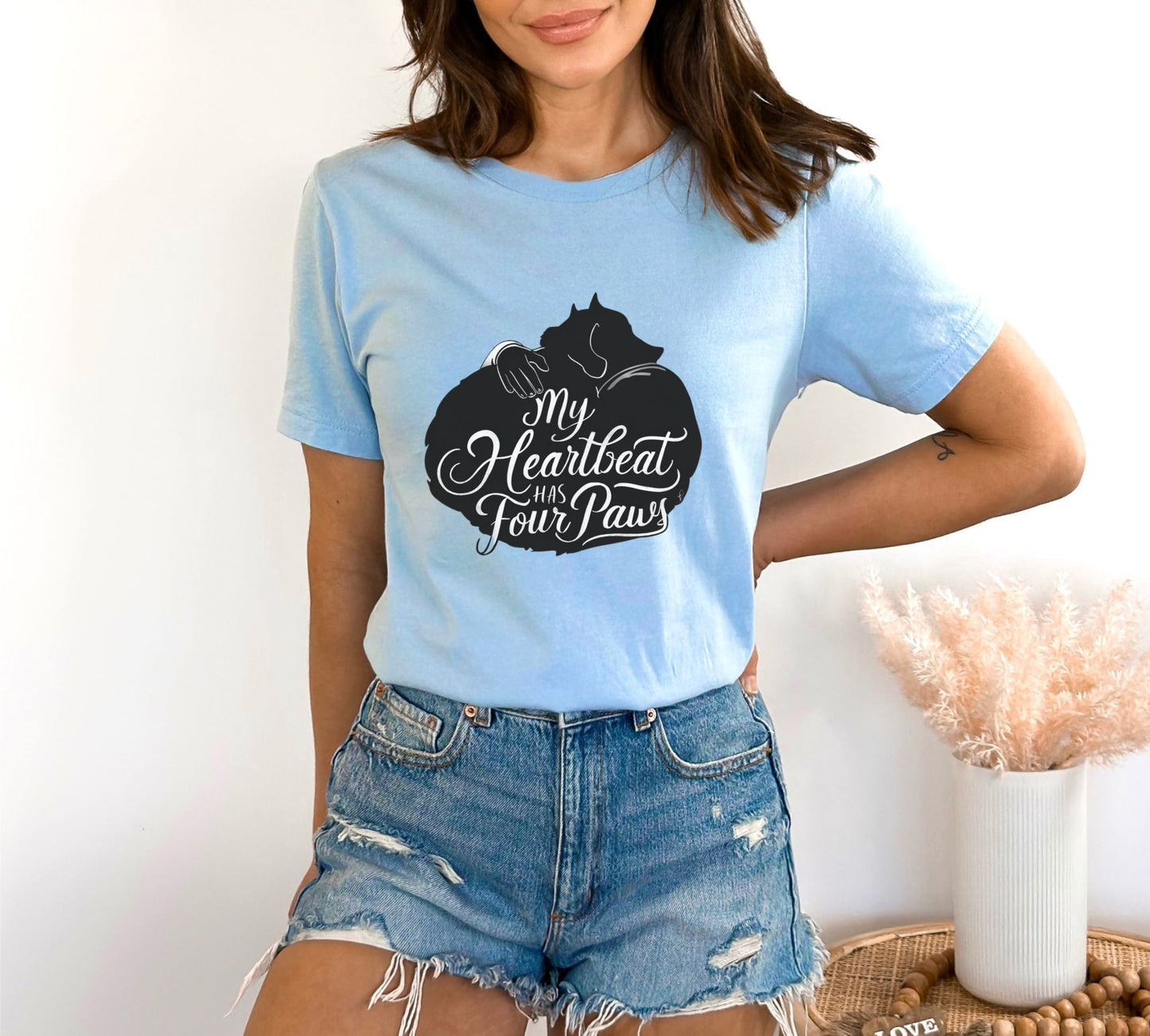 My Heartbeat Has Four Paws Light Blue T-Shirt