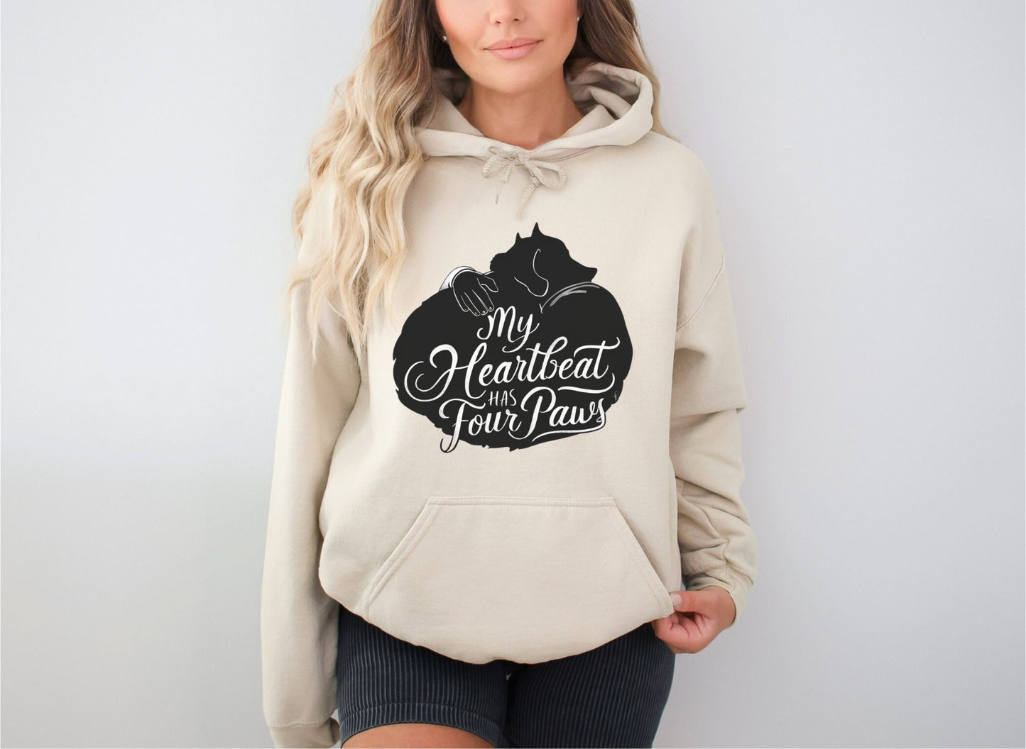 My Heartbeat Has Four Paws Sand Hoodie