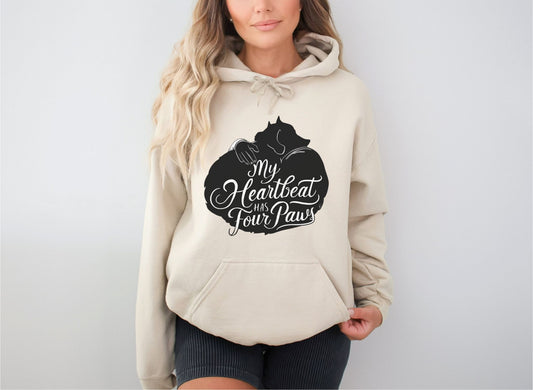 My Heartbeat Has Four Paws Sand Hoodie