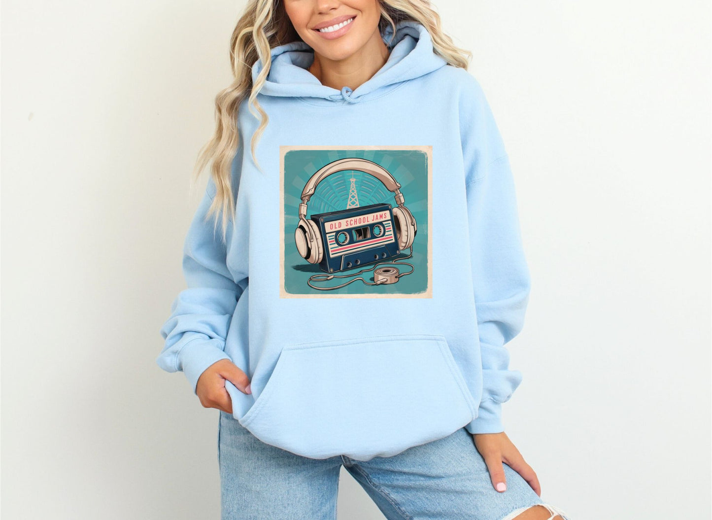 Old School Jams Light Blue Hoodie