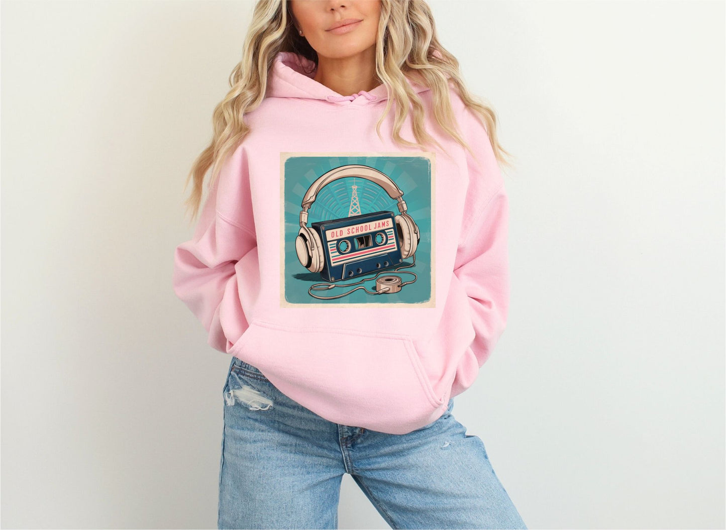 Old School Jams Light Pink Hoodie