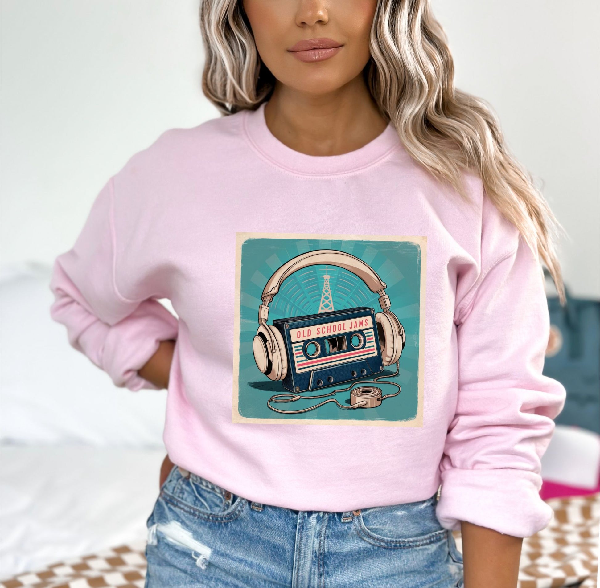 Old School Jams Light Pink Sweatshirt