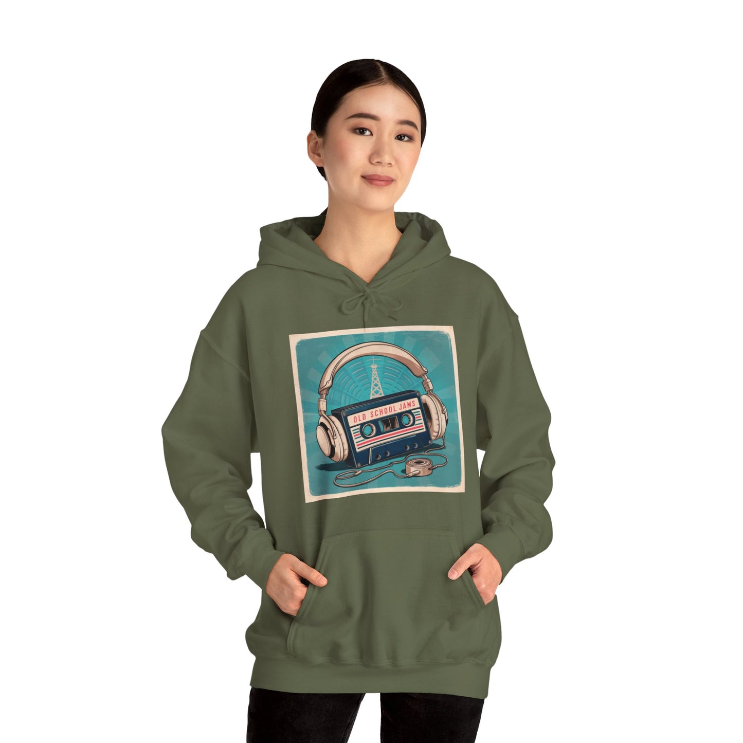 Old School Jams Military Green Hoodie