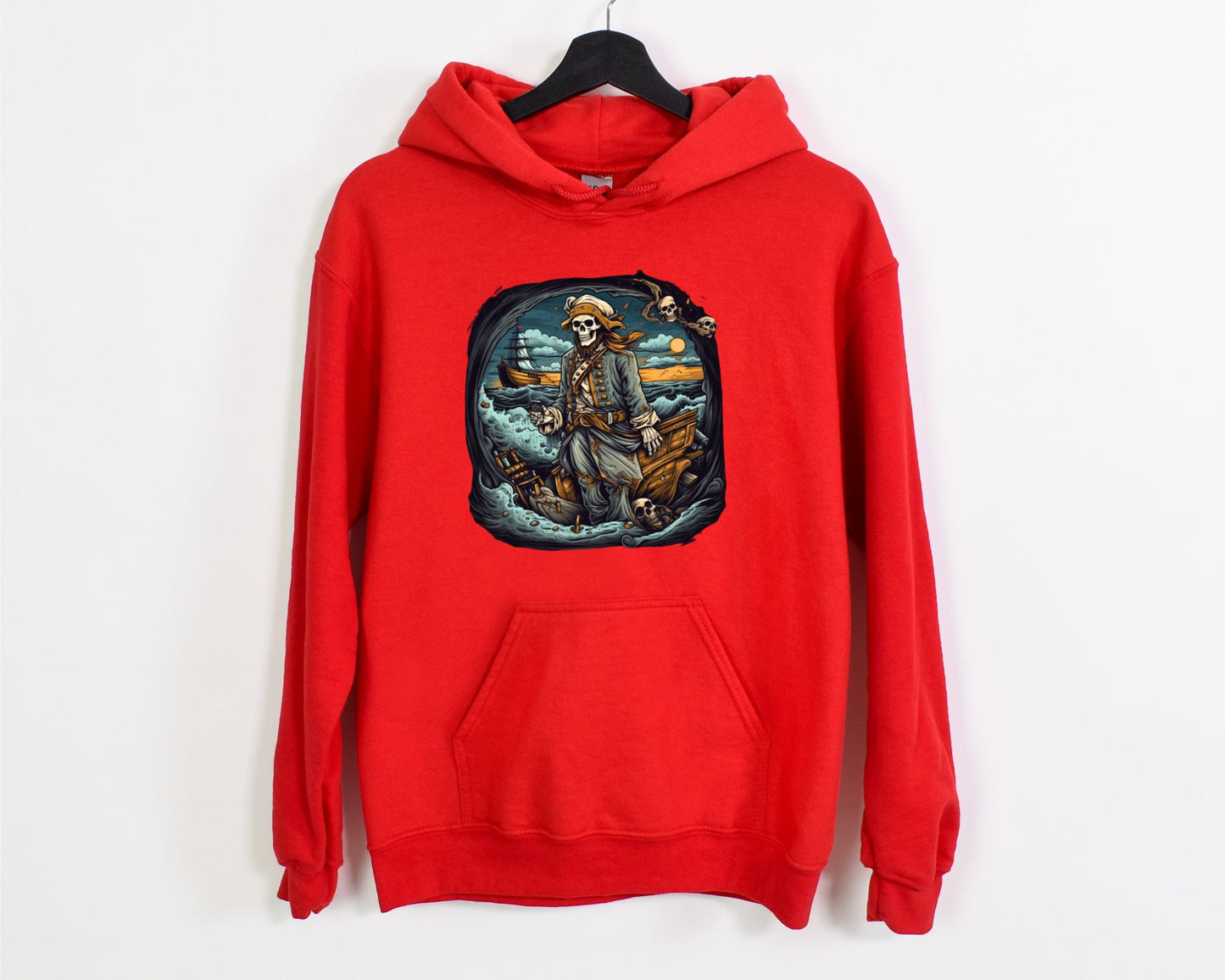 Red Halloween Skull Pirate Hoodie