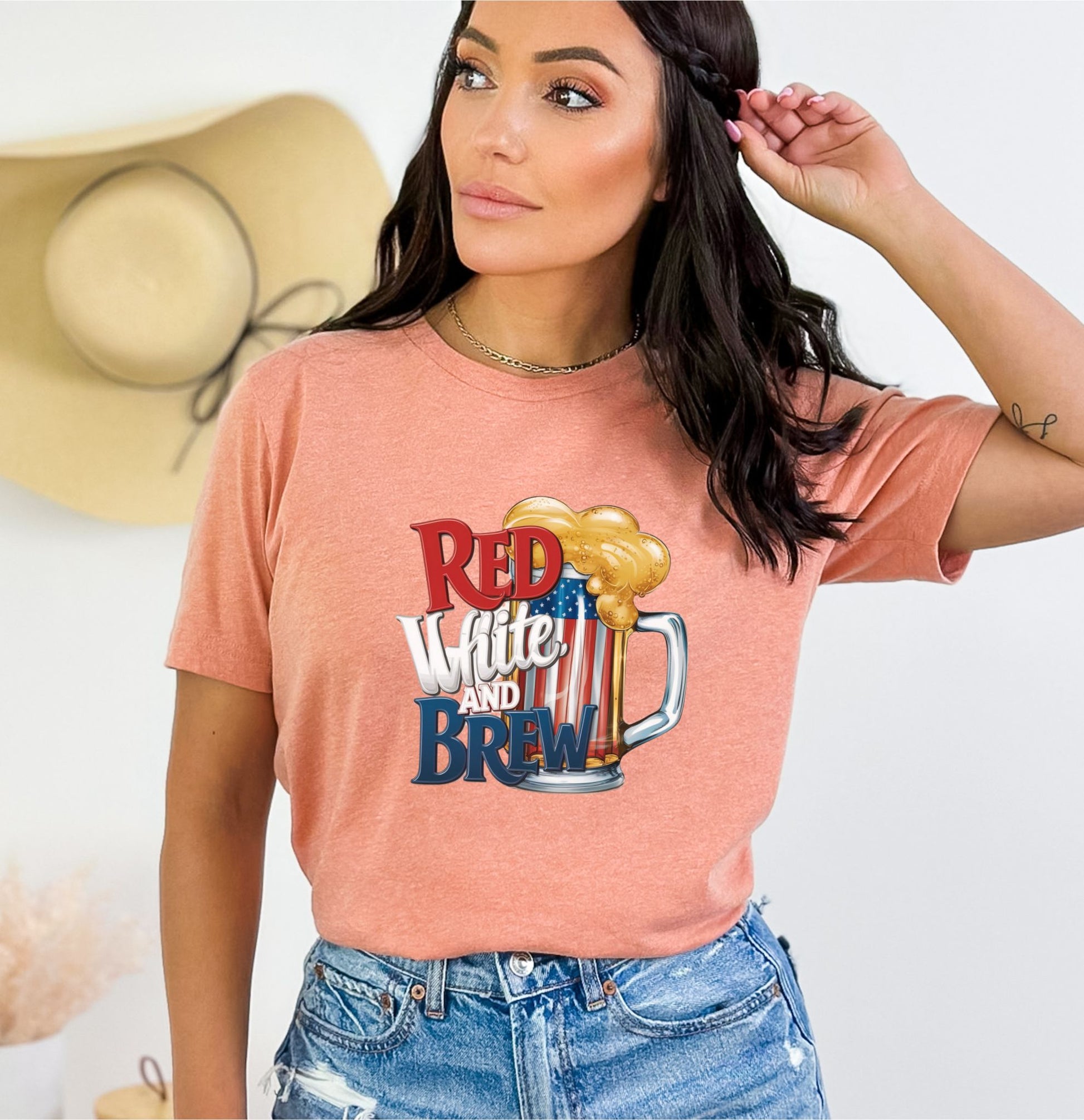 Red White and Brew Heather Sunset T-Shirt