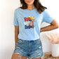  Analyzing image      Red White and Brew Light Blue T-Shirt