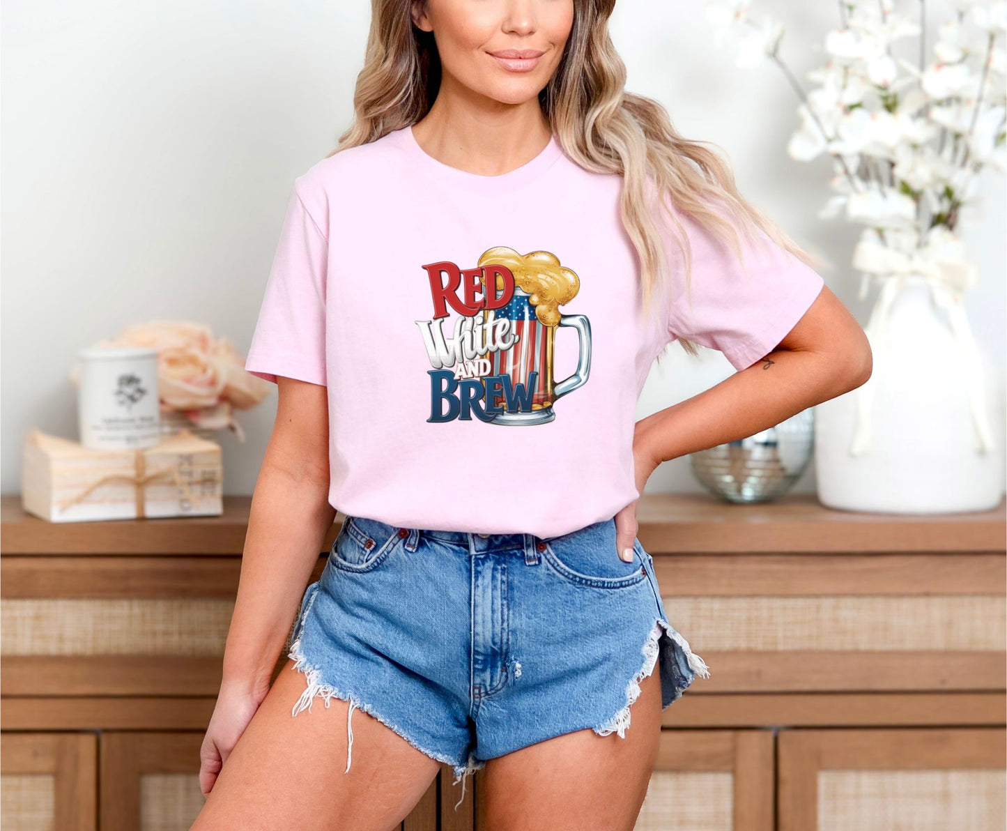 Red White and Brew Soft Pink T-Shirt