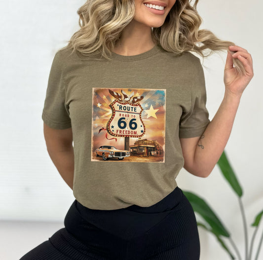 Route 66 Heather Olive T-Shirt