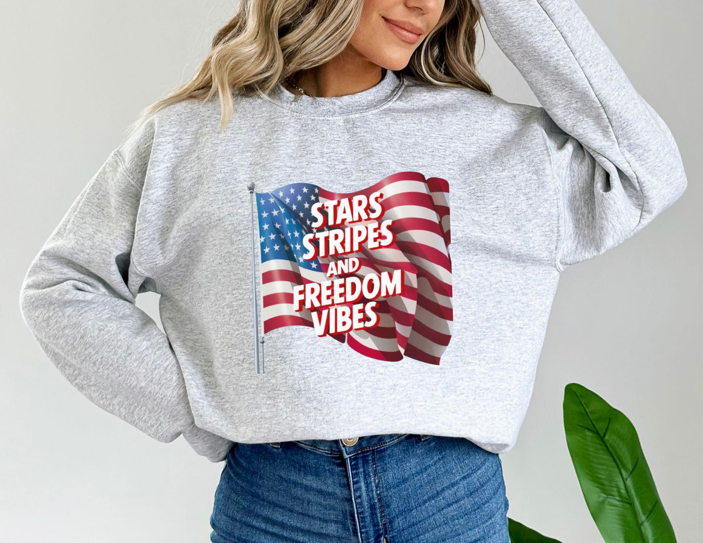 Star Stripes and Freedom Vibes Ash Sweatshirts