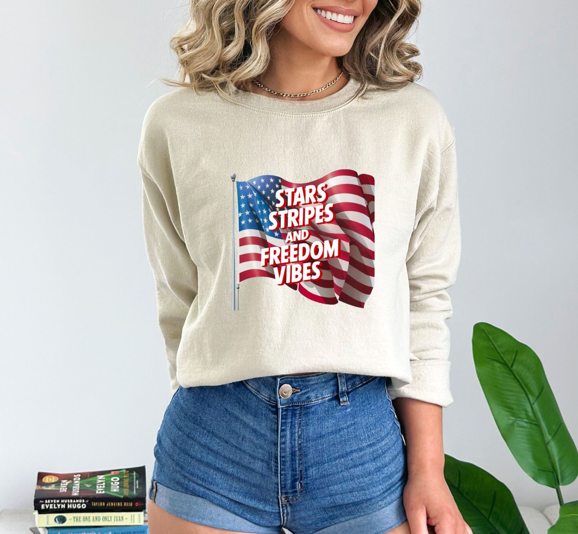 Star Stripes and Freedom Vibes Sand Sweatshirts