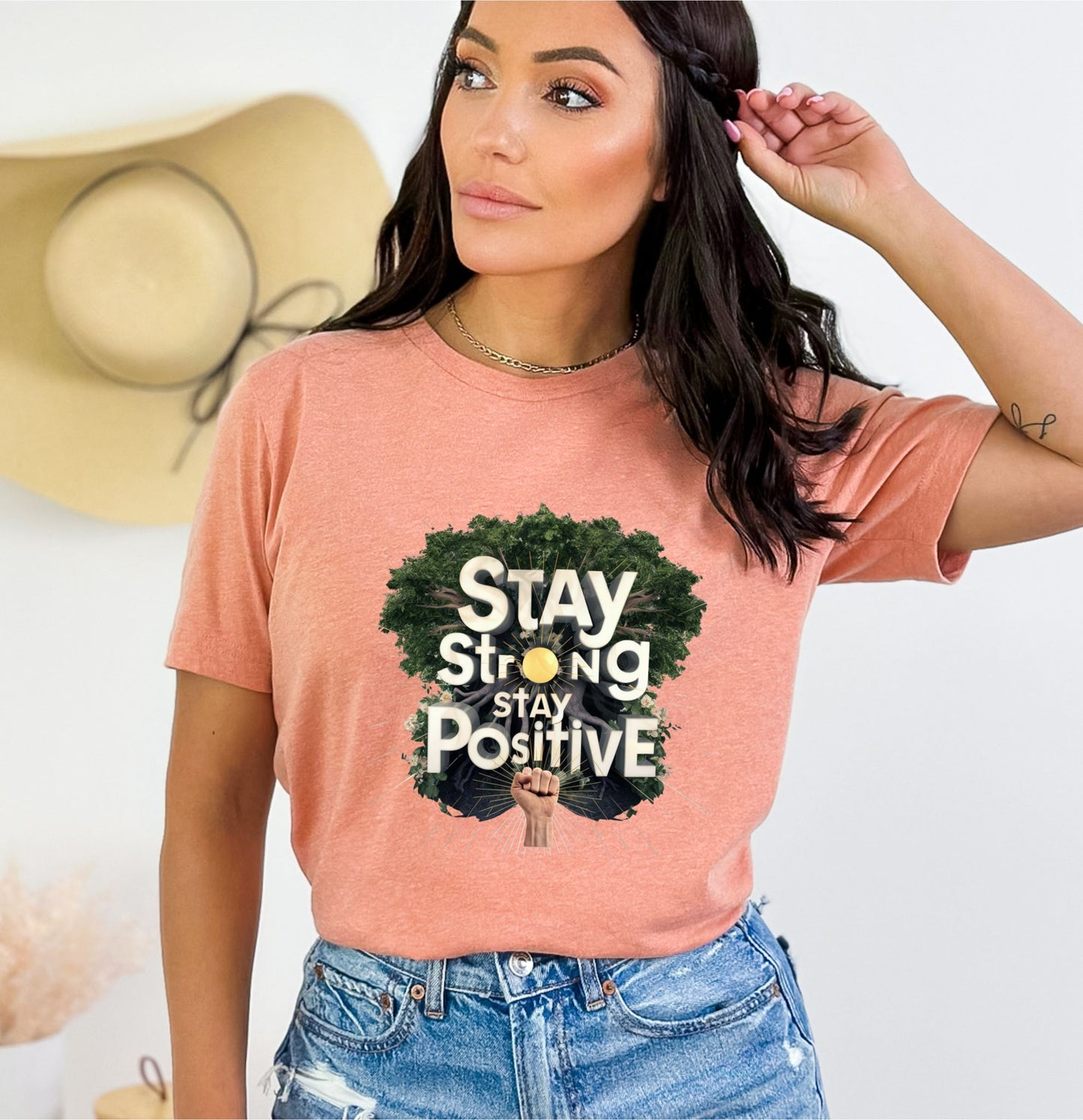 Stay Strong Stay Positive Heather Sunset T-Shirt