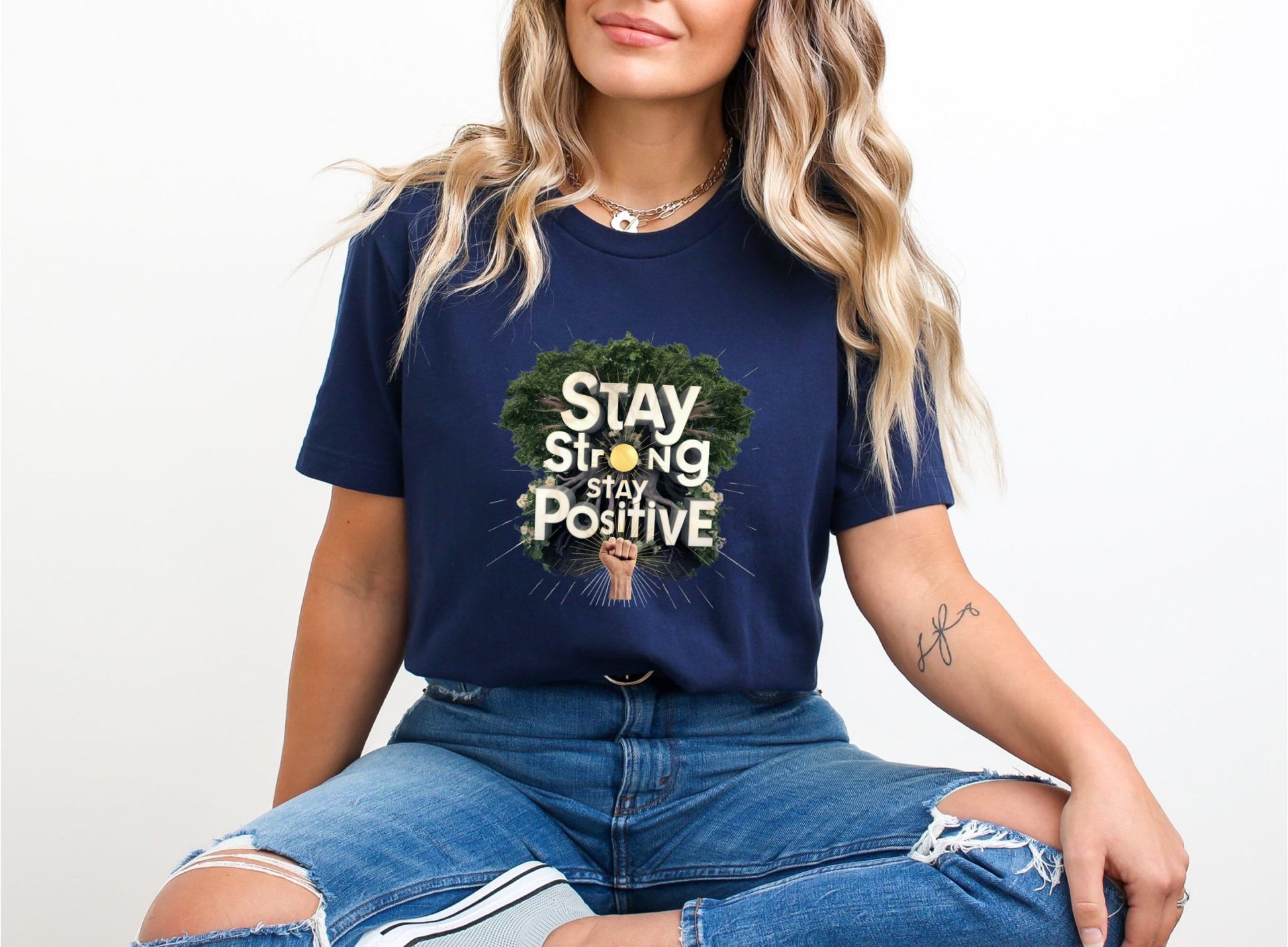 Stay Strong Stay Positive Navy T-Shirt