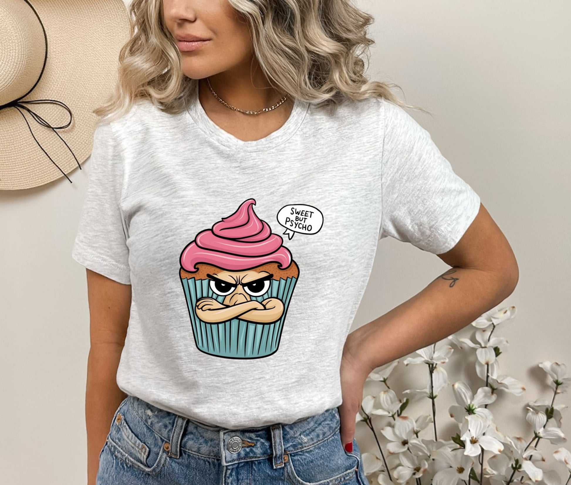 Sweet But Psycho Cupcake Ash T-Shirt