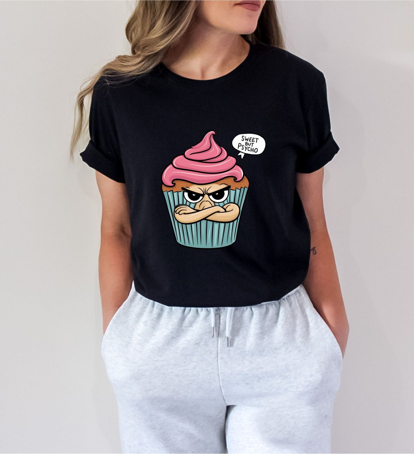 Sweet But Psycho Cupcake Black T-Shirt