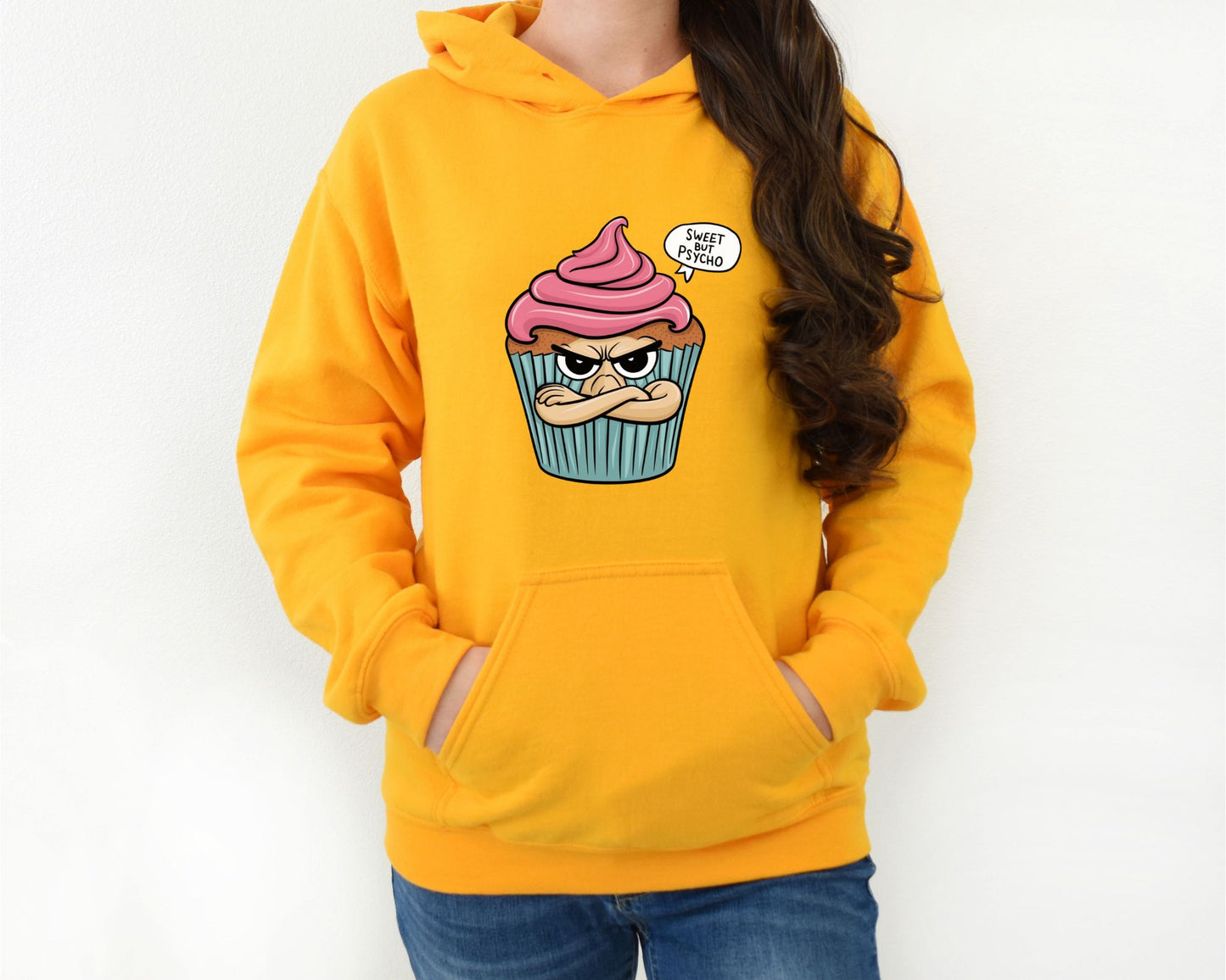 Sweet But Psycho Cupcake Gold Hoodie