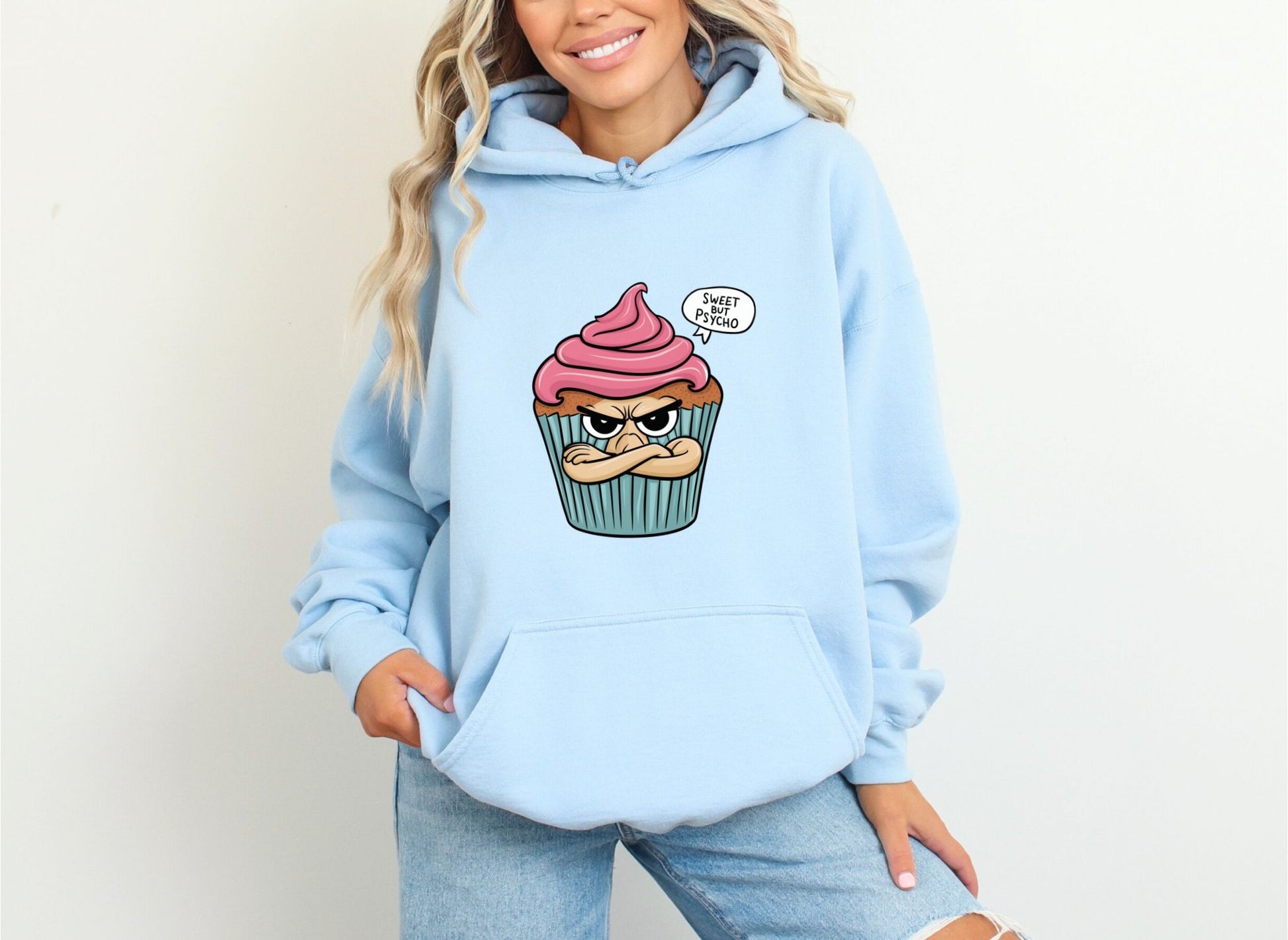 Sweet But Psycho Cupcake Light Blue Hoodie