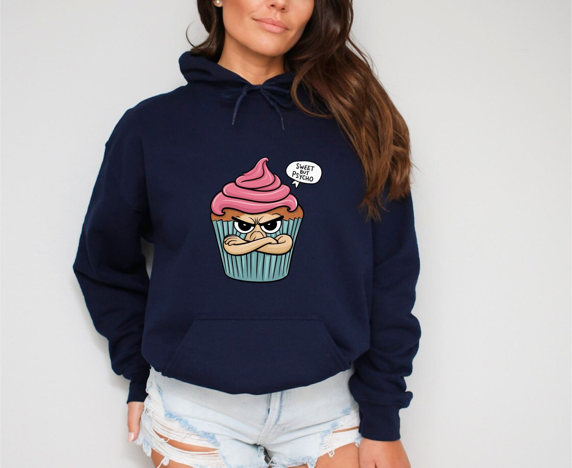 Sweet But Psycho Cupcake Navy Hoodie