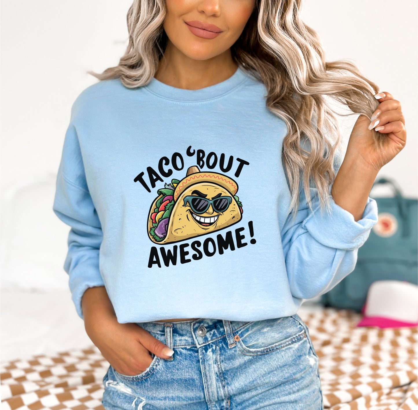 Taco 'Bout Awesome Light Blue Sweatshirt