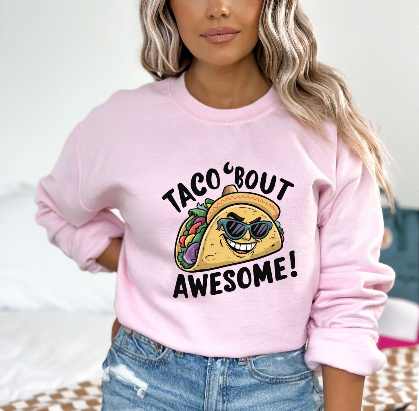 Taco 'Bout Awesome Light Pink Sweatshirt