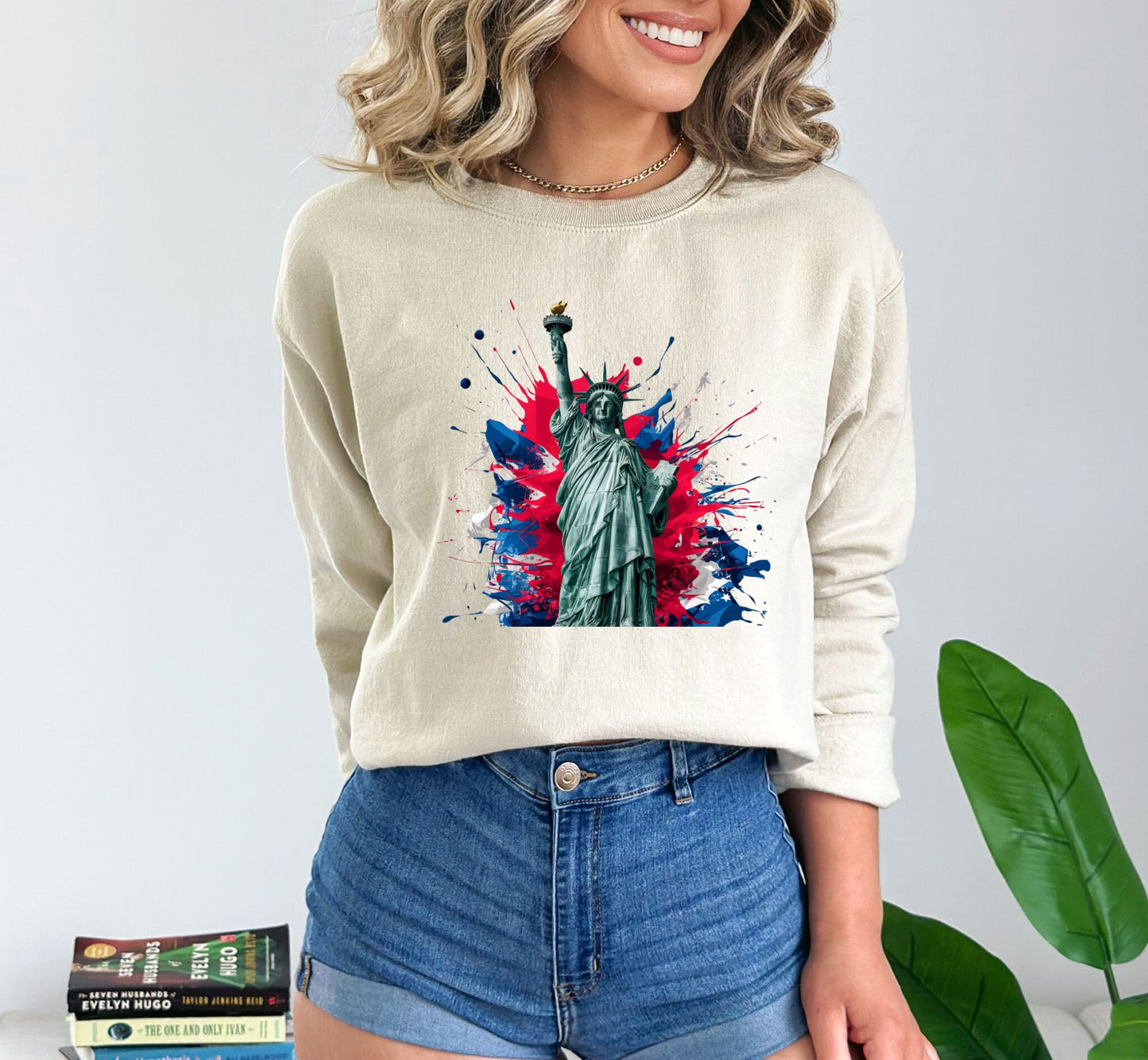 Vibrant Statue of Liberty Sand Sweatshirt