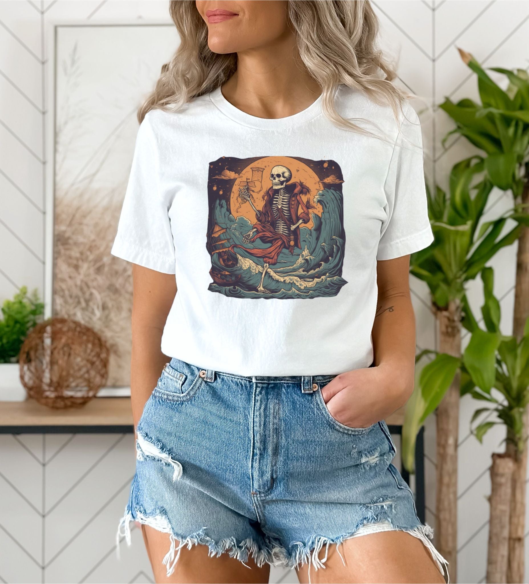 White Halloween Skull Shirt