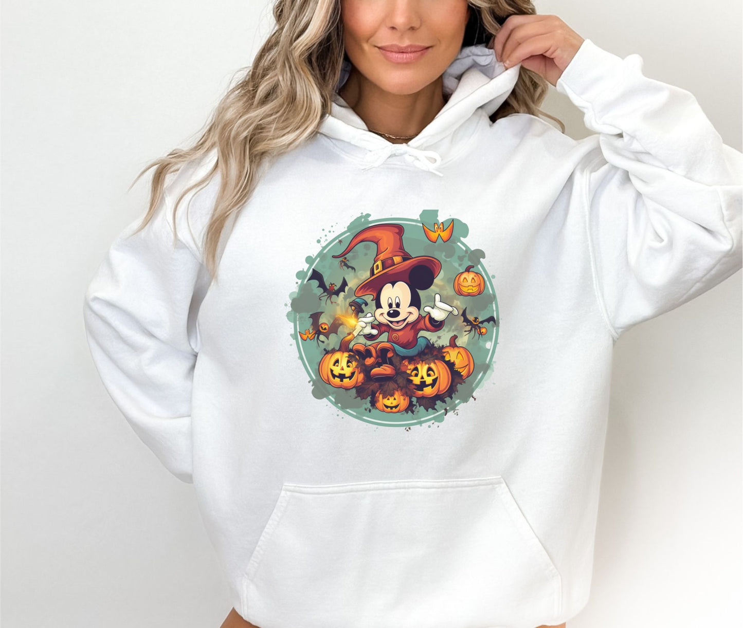 white disney halloween hoodie