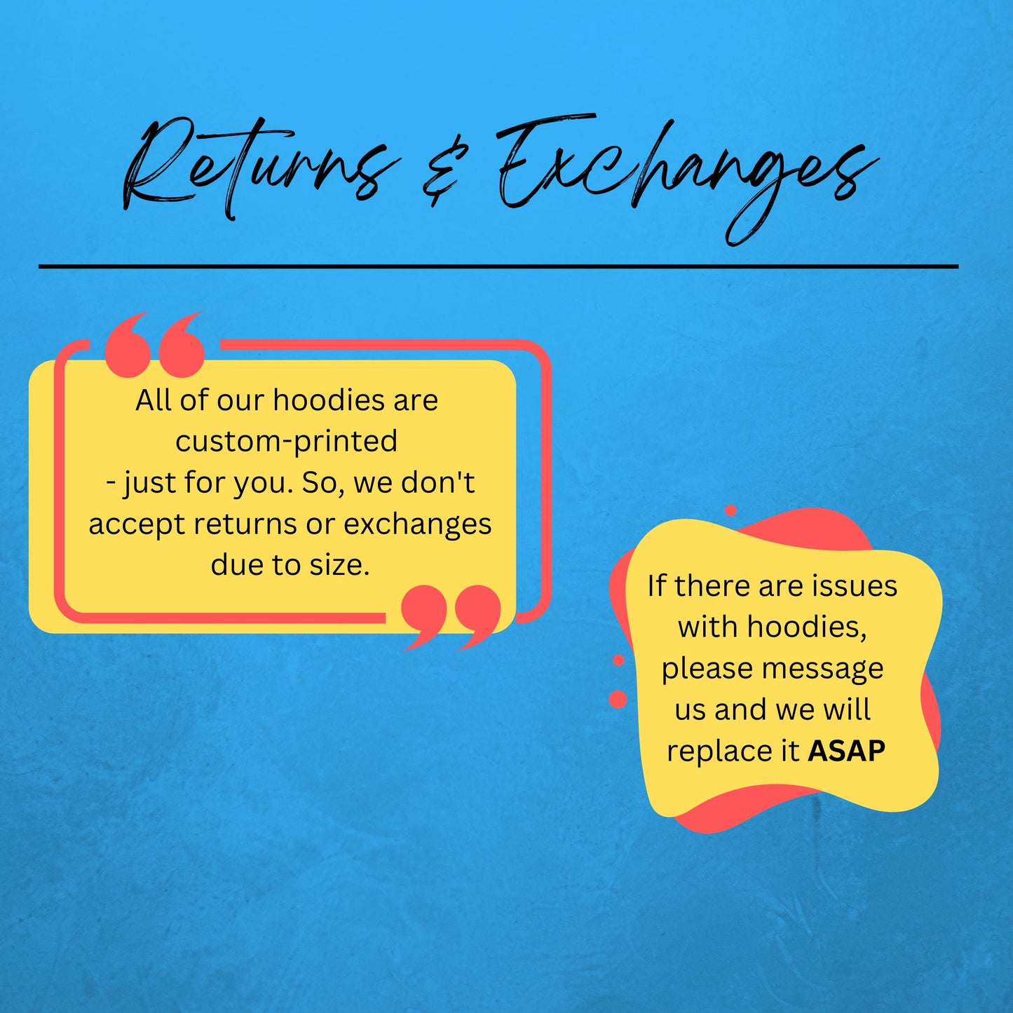 returns and exchanges for hoodies