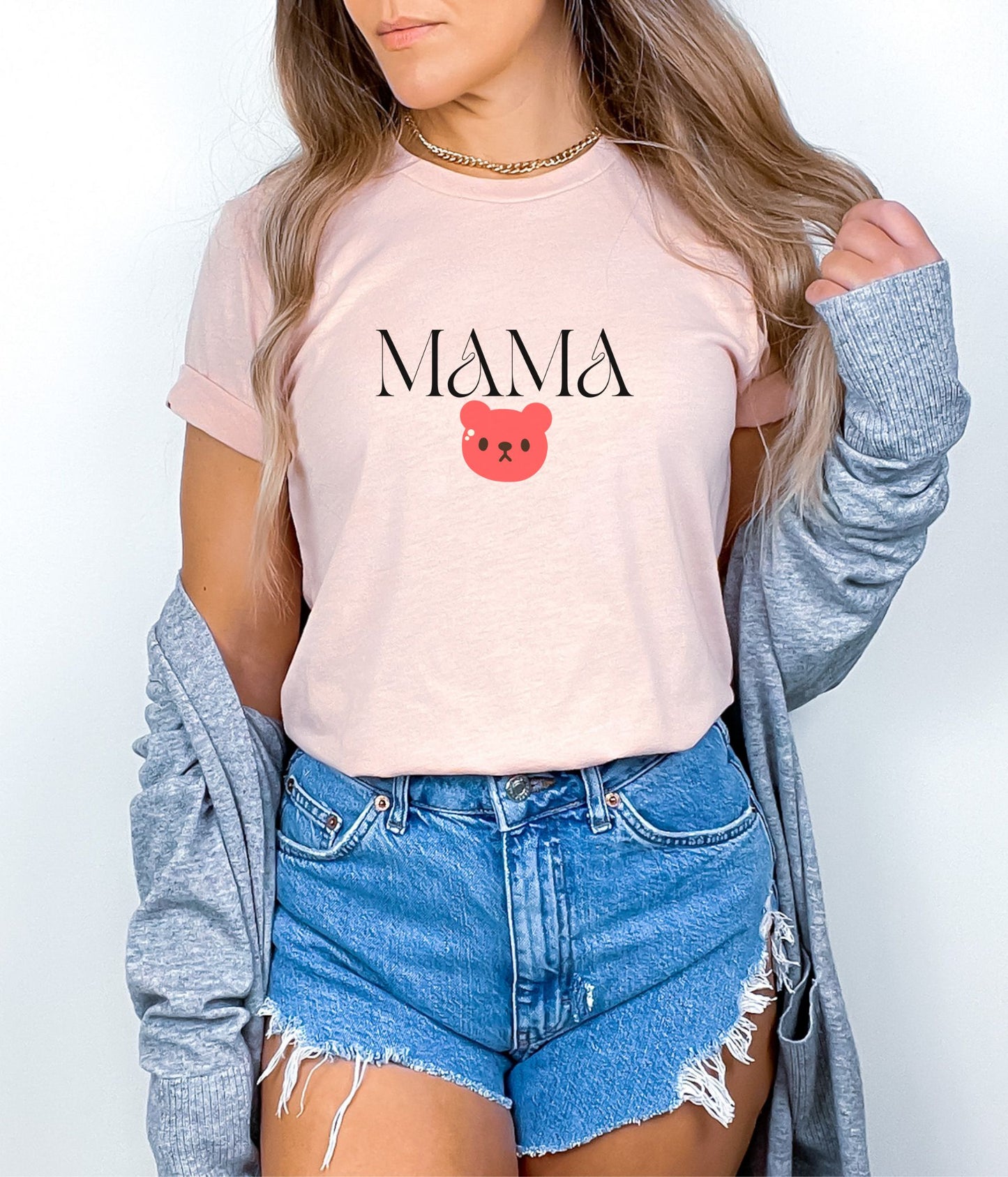 Heather Peach Mama Bear Shirt