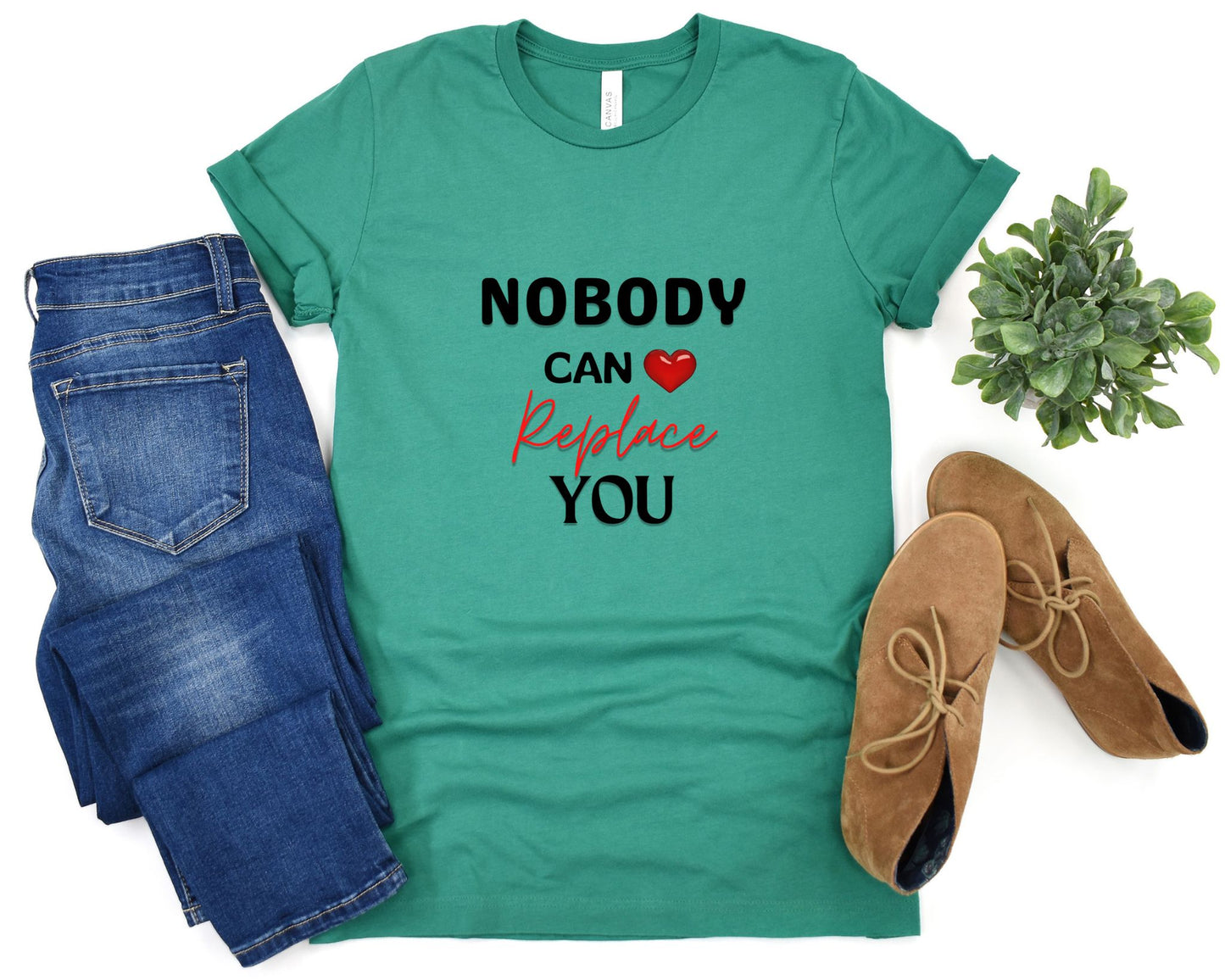 Nobody can replace you - Valentine Day T-Shirt(Black Text)