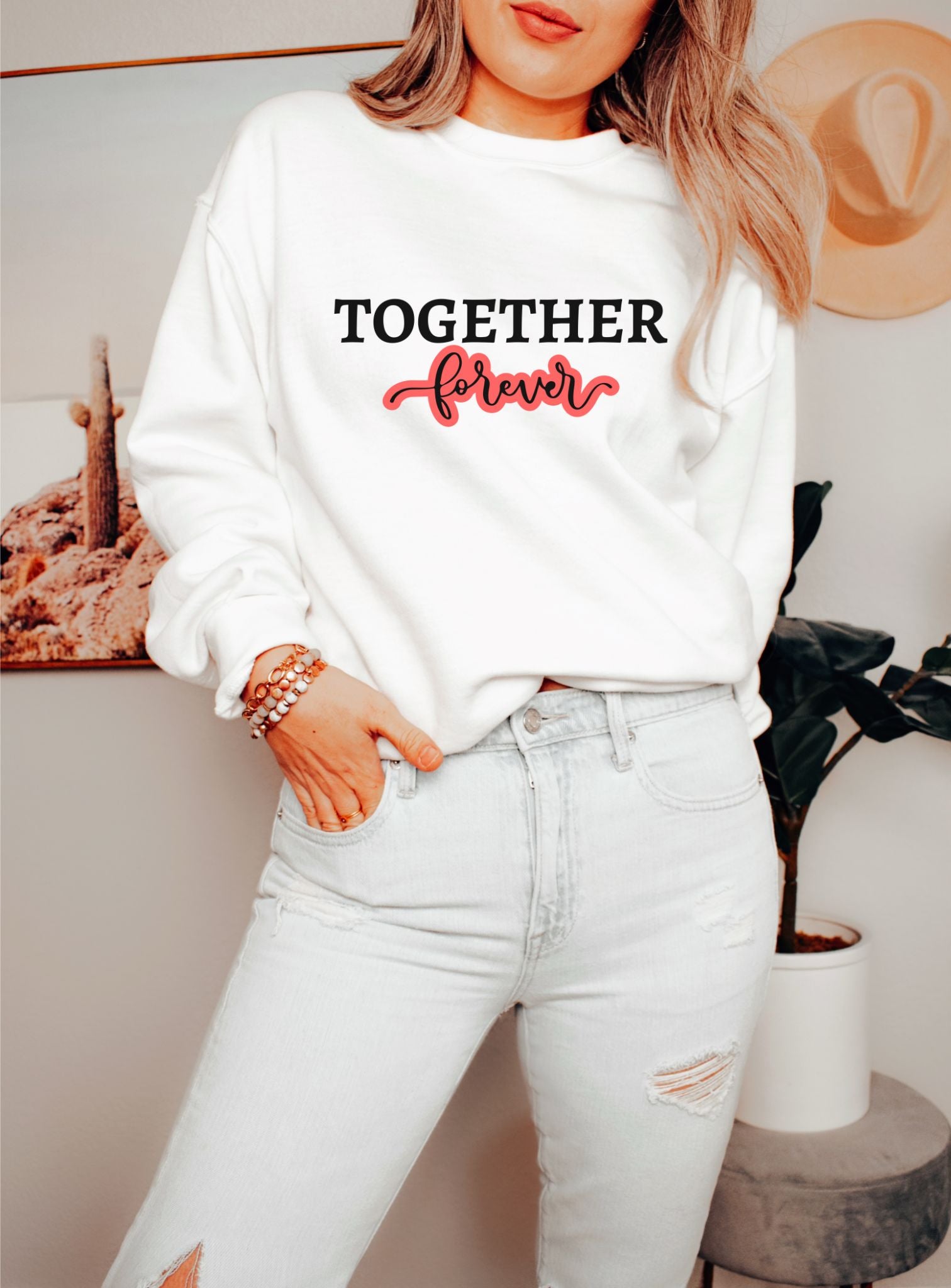 Together Forever White Sweatshirt