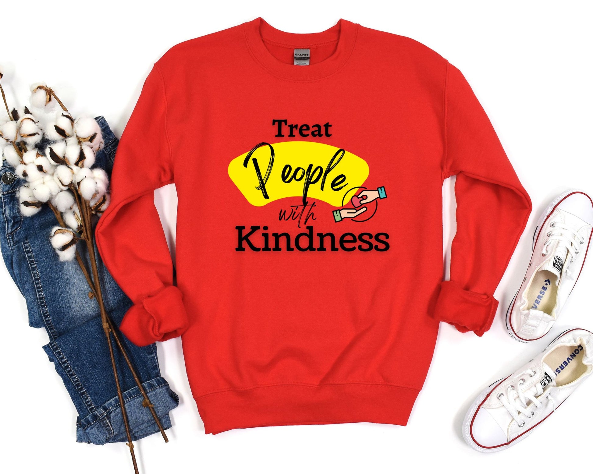 Treat People With Kindness Red Sweatshirt